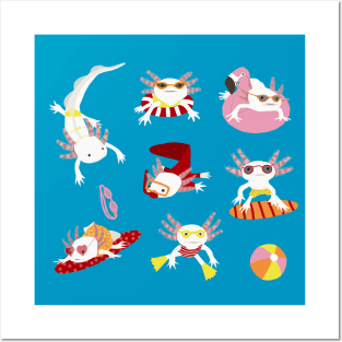 Axolotl Swim Party Posters and Art